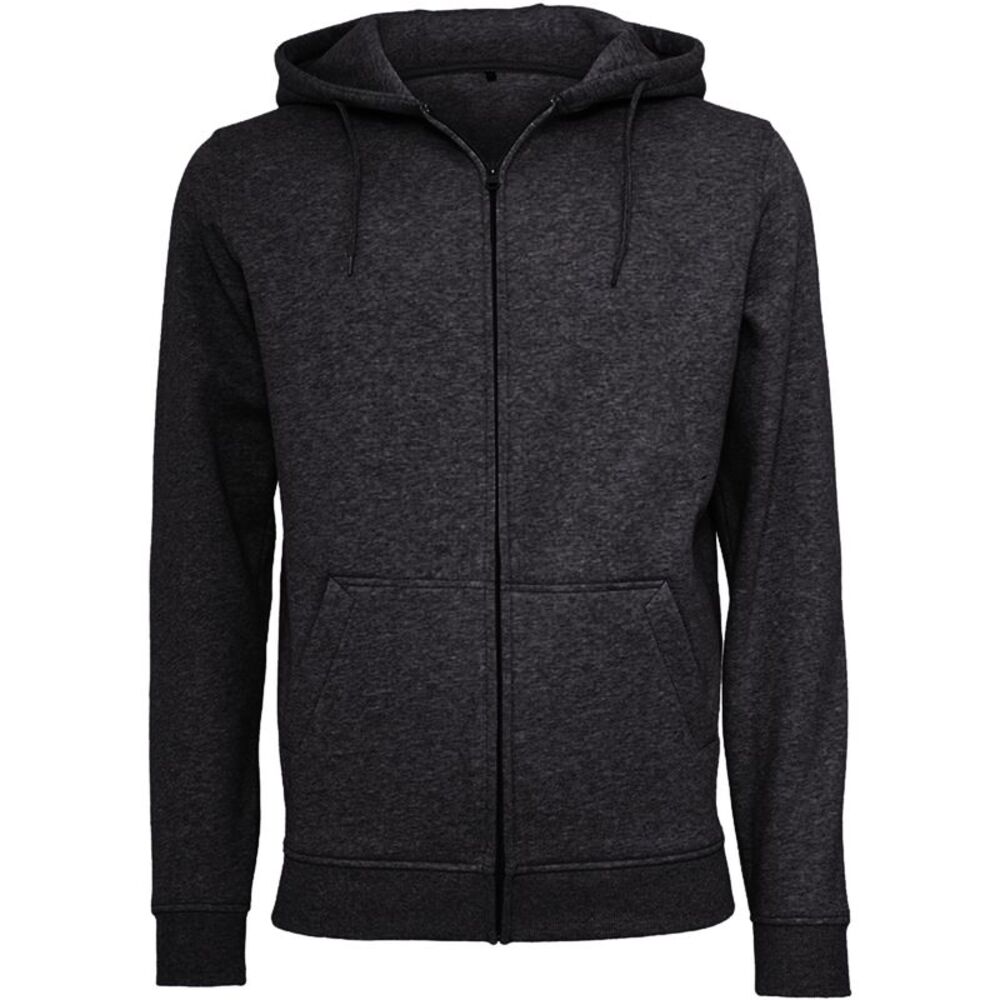 Build Your Brand Mens Heavy Zip Up Hoodie / Black